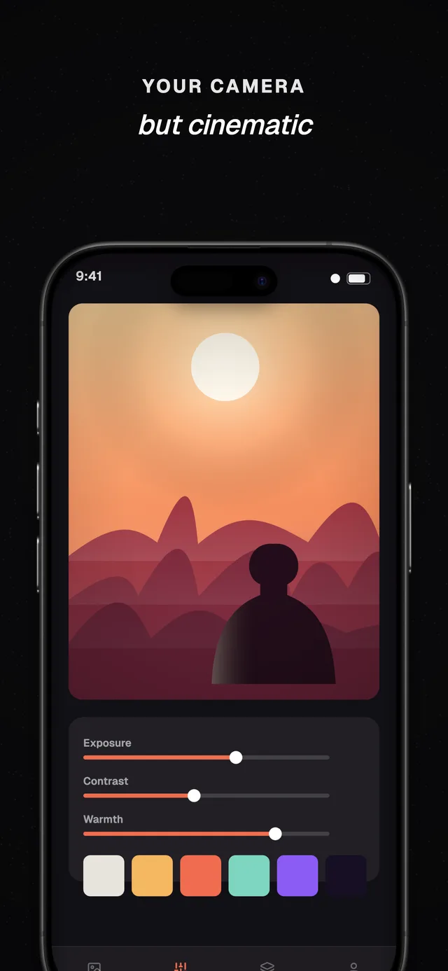 Noir template set — App Store screenshot made in Shipshot
