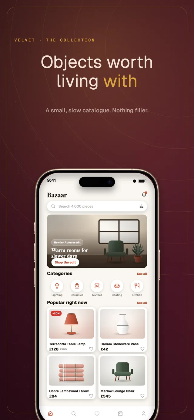 Velvet template set — App Store screenshot made in Shipshot