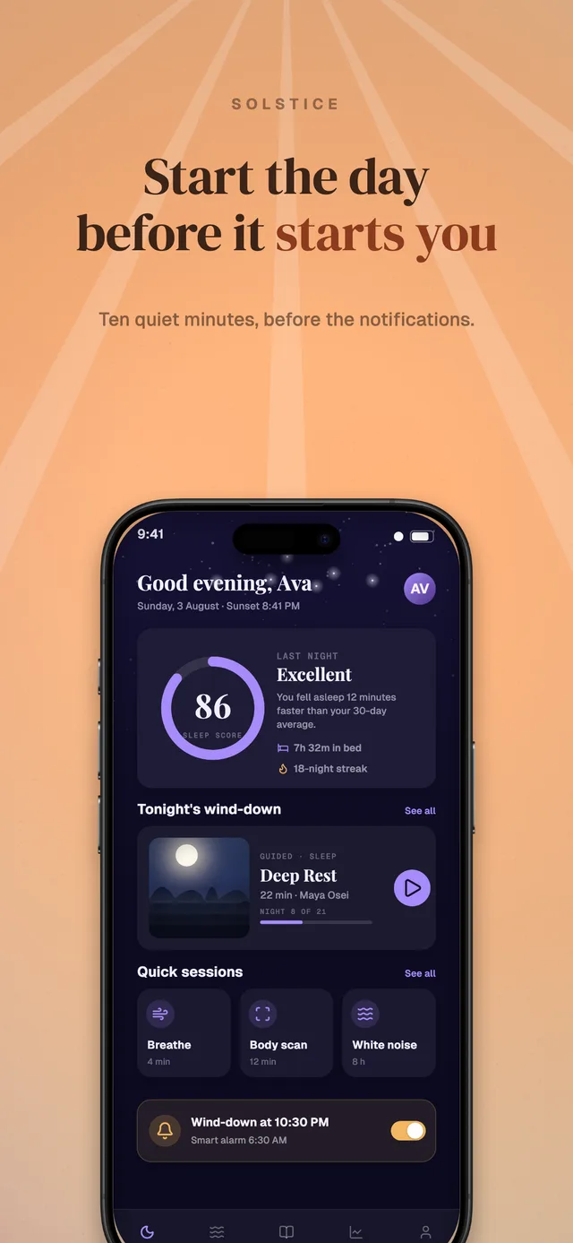 Solstice template set — App Store screenshot made in Shipshot